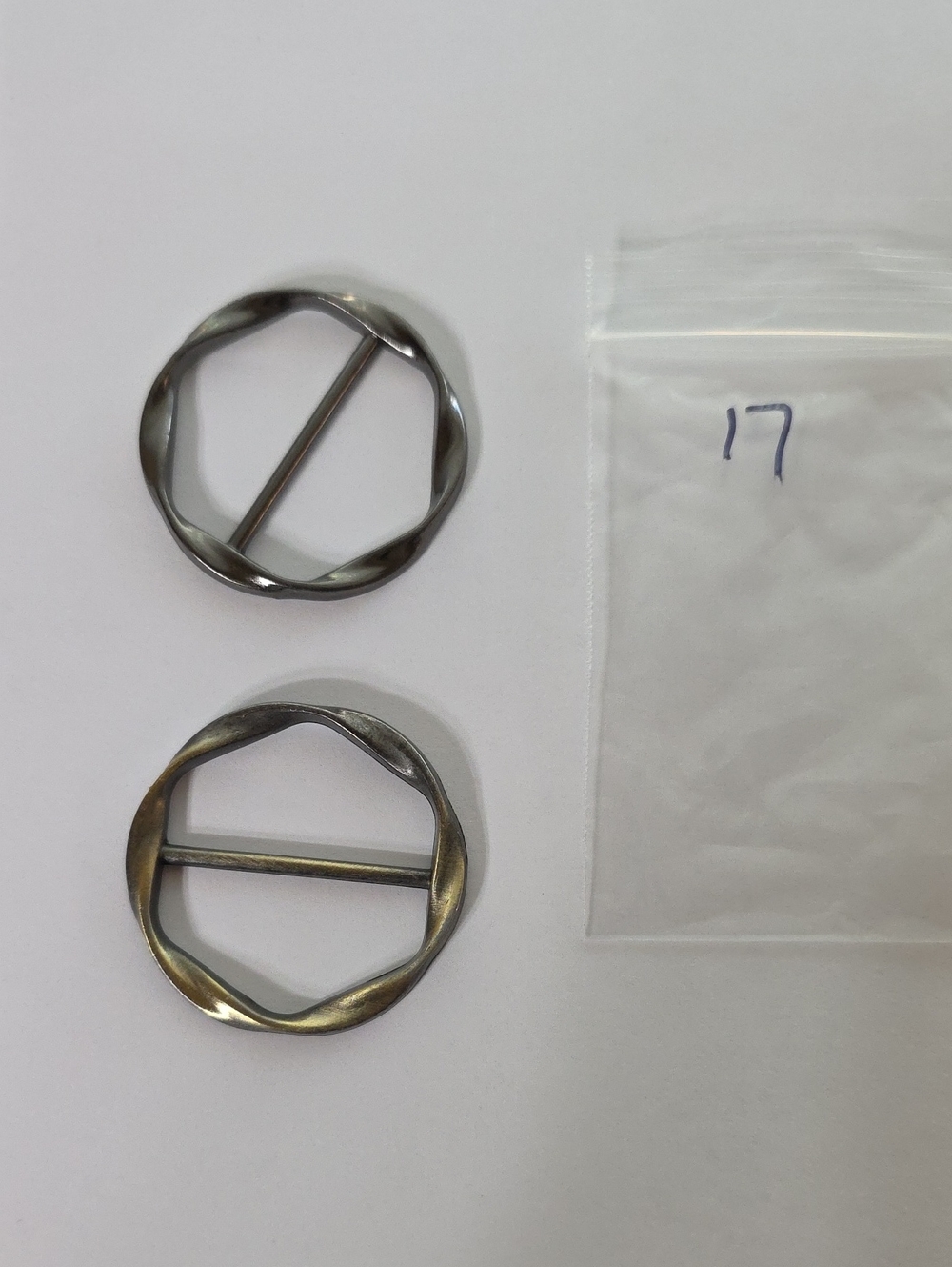 Twisted Round Metal Belt Slides  - Dark Pewter/Antique Brass
